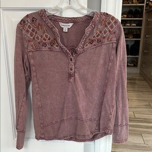 Women's Maroon Embroidered Top